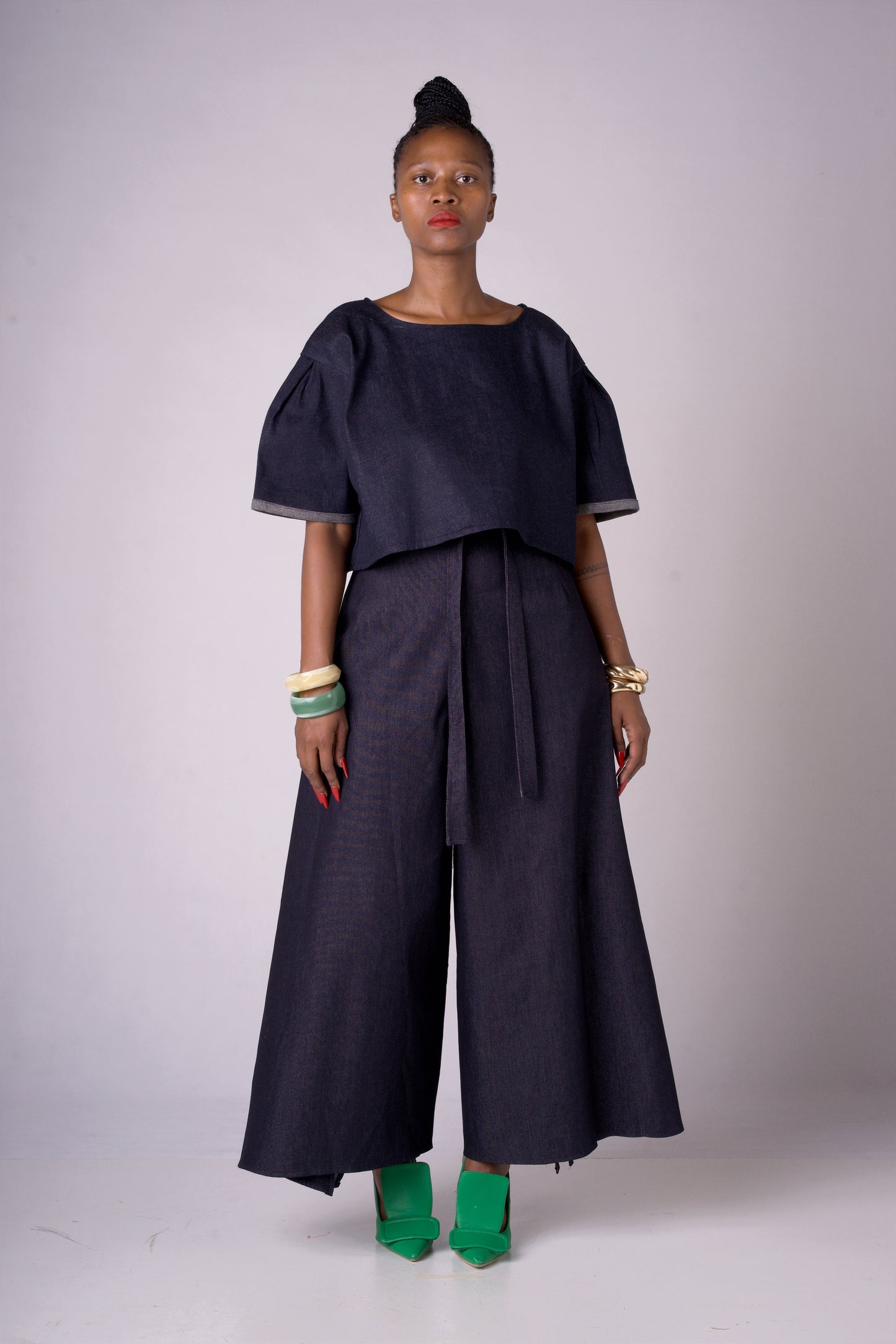 Denim Wrap pants and Matching crop top