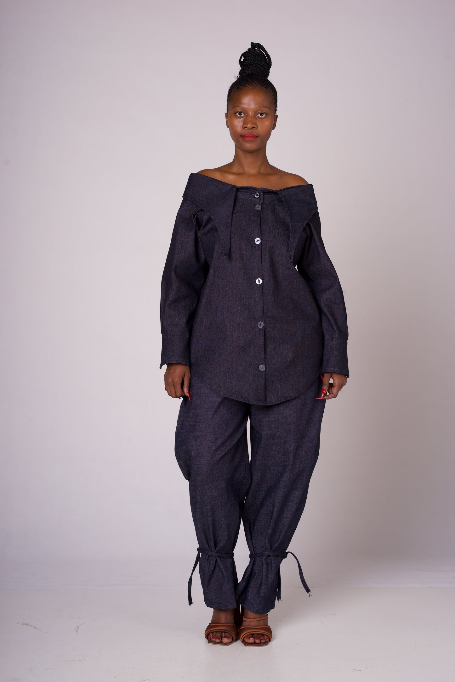 Off Shoulder Denim shirt