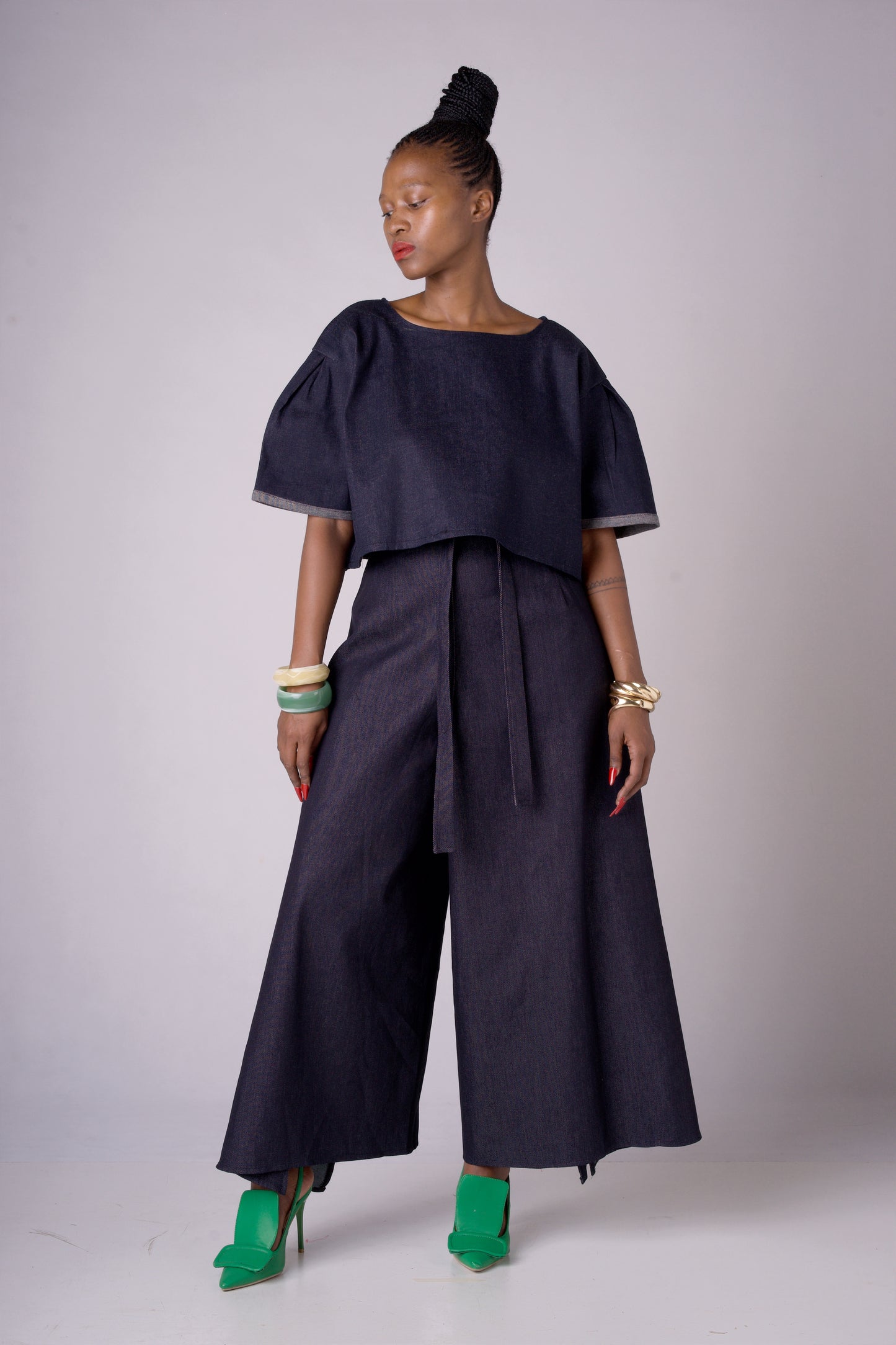 Denim Wrap pants and Matching crop top