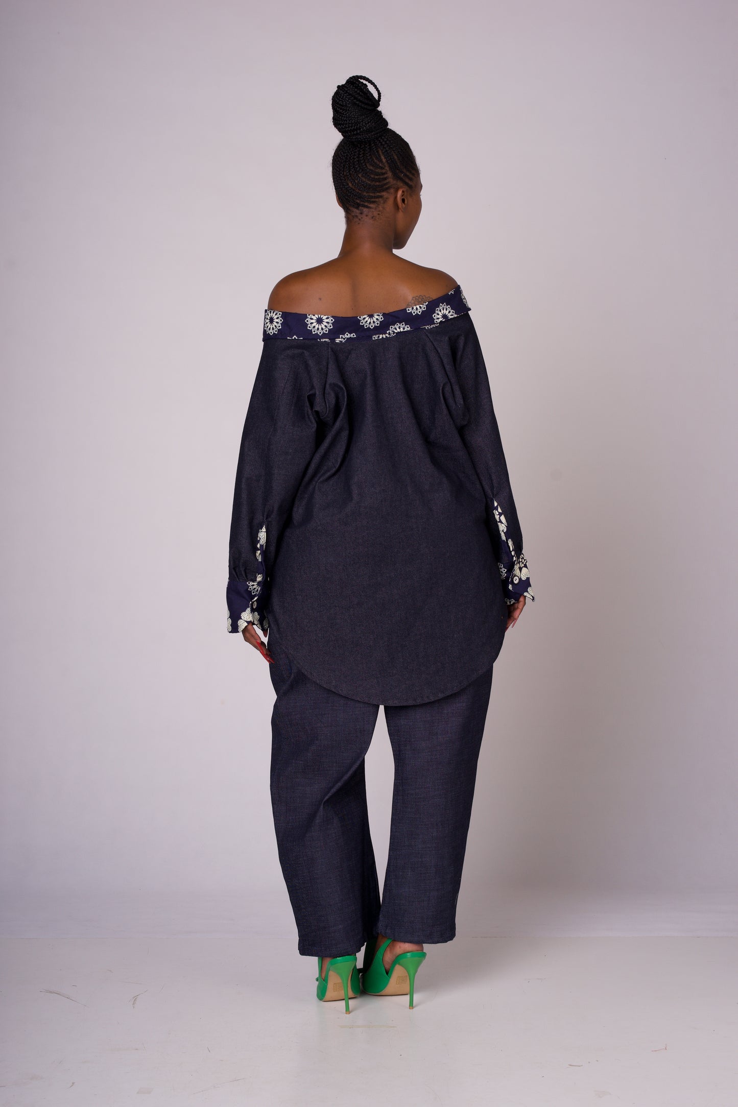 Printed African Print  Denim shirt