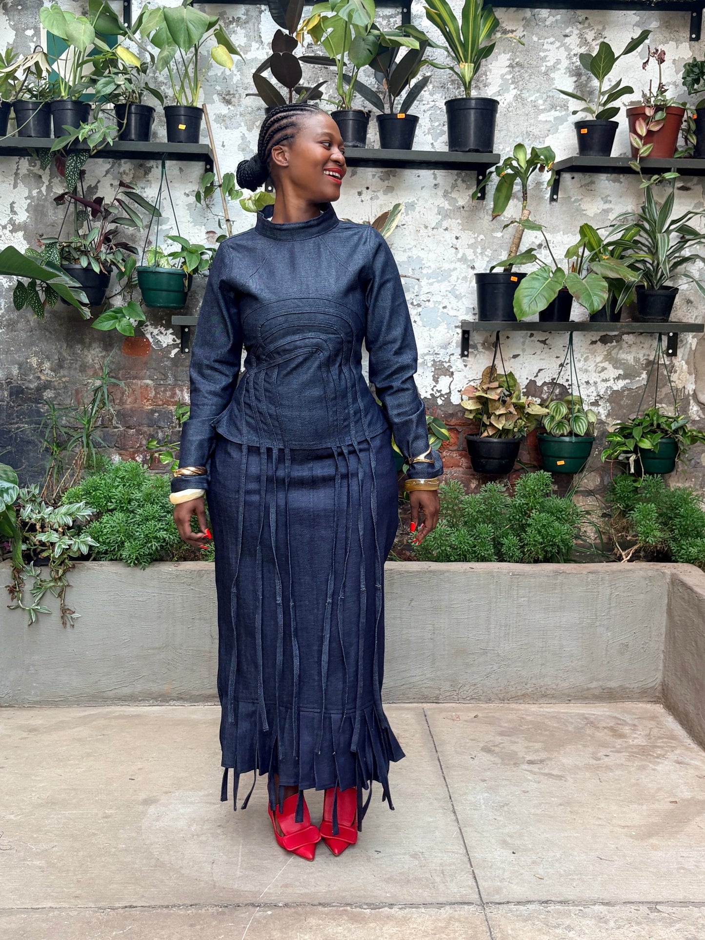 DENIM DAMBISA SKIRT AND IVEMVANE TOP