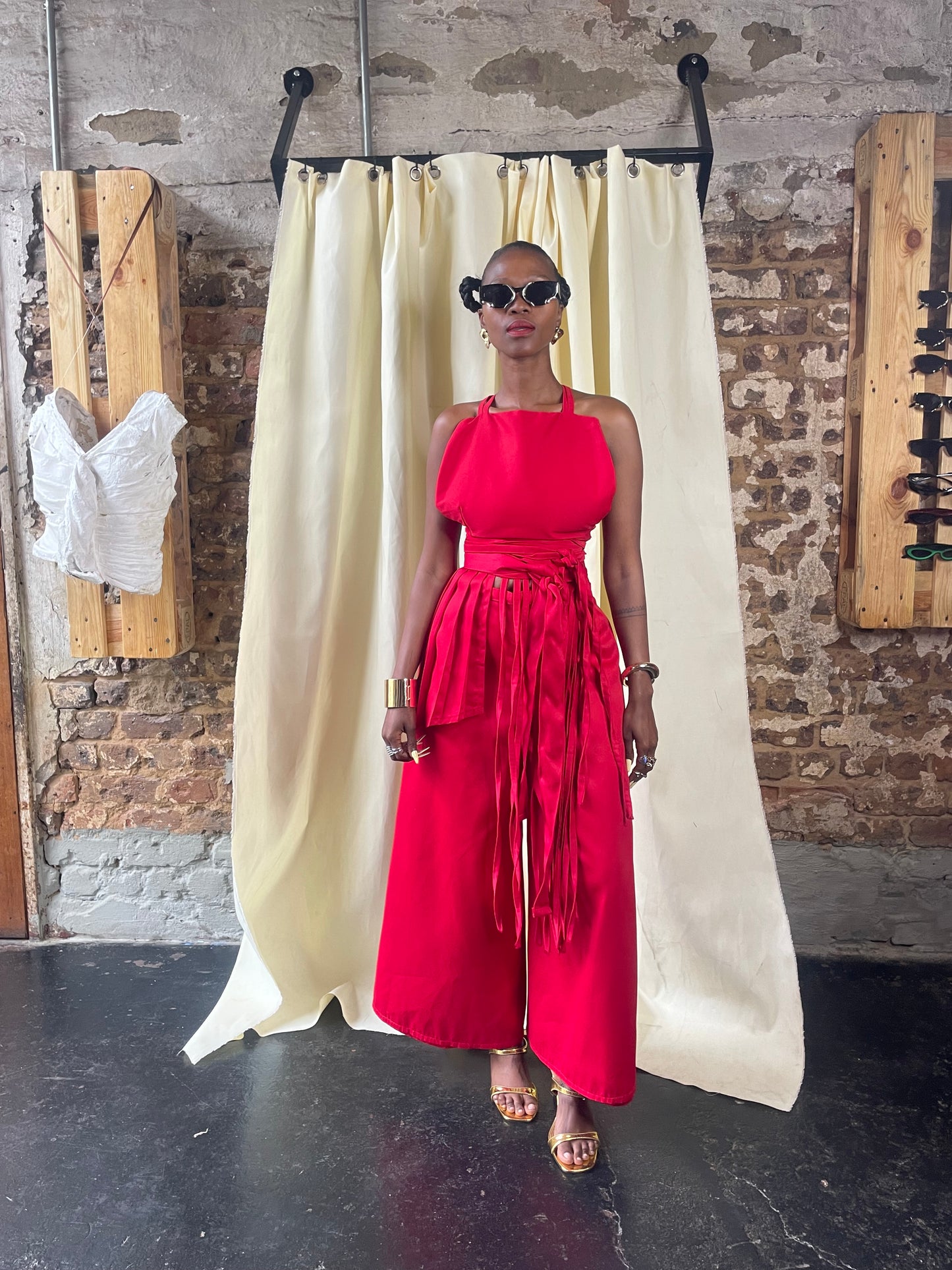 Umfazi obomvu Top and Wrap pants two piece