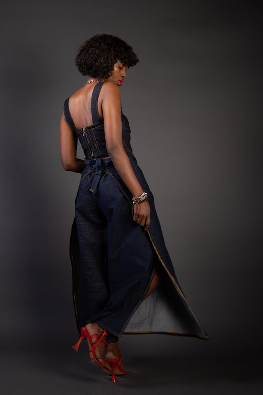 Denim Wrap pants and Matching Corset